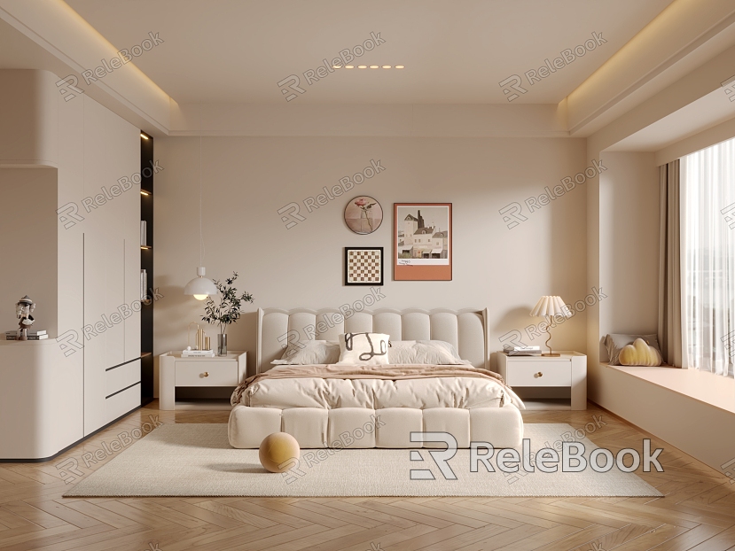 Cream wind bedroom model