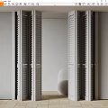 White Folding Doors With Louvered Design In Modern Interior Room Space