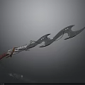 Ornate Fantasy Weapon With Silver Blade Red Handle And Decorative Patterns
