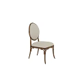 Rattan Dining Chairs With White Cushioned Seats And Round Geometric Backrest