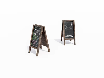 Wooden A Frame Chalkboard Menu Signs With Stand For Café Use 3d model