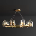 Modern Elegant Chandelier With Gold Circular Base And Clear Glass Tubes Design