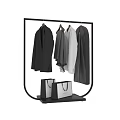 Clothes on Modern Clothes Rack with Striped Blazer Gray Coat White Top and Shopping Bags