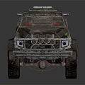Military Vehicle With Camouflage Exterior Roof Warning Lights Rugged Design And Large Tires