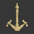 Elegant Golden Faucet With Curved Spout Decorative Knob And Pearl Accent