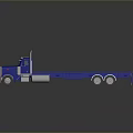 Blue Flatbed Truck With White Cab And Long Flatbed Shiny Surface 3D Rendering