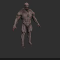 Zombie Character With Muscular Body Bloody Torn Skin And Fierce Face
