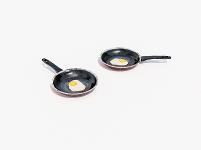 Modern wok frying pan omelette 3d model