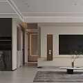 Elegant Modern Living Dining Room Interior With Pendant Light And Wall Design