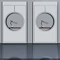 White Swing Doors With Circular Windows And Bird Ornaments In Modern Style