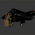Military Stealth Aircraft Model With Yellow Ladder Black Body And Small Helmeted Figure