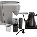 Essential Home Coffee Setup with Machine Grinder Mugs and Spoons 3d model