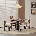 Modern Restaurant Interior With Round Dining Table Chairs Pendant Light Blinds And Artwork
