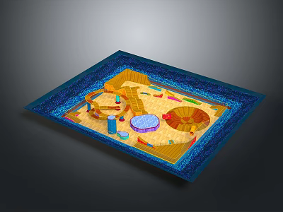 Colorful Children's Playground Layout With Various Play Facilities And Design Elements 3d model