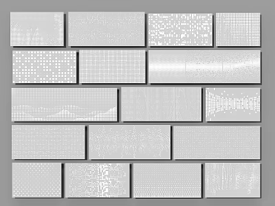 Diverse Textured Wall Panels With Various Patterns And Grid Designs For Interior Decor 3d model