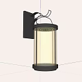 Outdoor Wall Mounted Light with Black Metal Frame and Ribbed Glass Shade