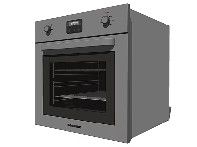 Modern Gray Kitchen Oven With Control Panel Glass Door And Interior Racks 3d model