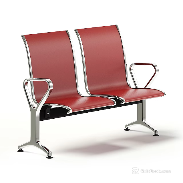 Red Public Chairs With Modern Metal Frame And Ergonomic Armrests Design 3d model