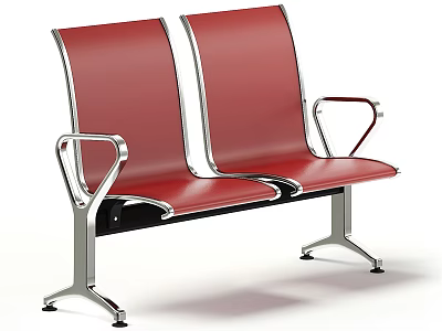 Red Public Chairs With Modern Metal Frame And Ergonomic Armrests Design 3d model