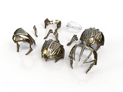 Intricate Character And Creature Armor Pieces With Metallic Detailed Design Elements 3d model