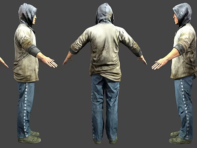 Man Wearing Hoodie And Jeans With Front Back Side Views 3d model