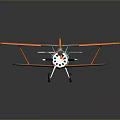 Orange Biplane Model With Red Cross Logo And White Stripes Design