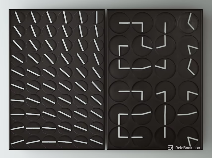 Abstract Geometric Patterns With White Lines And Circles On Black Background 3d model