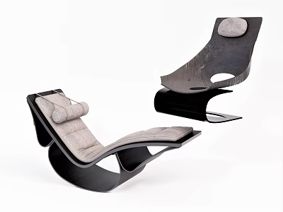 Modern Lounge Chair With Black Frame Light Gray Cushion And Ergonomic Design 3d model