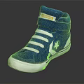Blue High Top Sneakers With White Laces And Star Logo Design