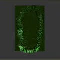 3D Green Scene Component With Rectangular Base And Grass Like Structures
