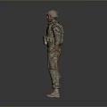 3D Military Soldier Model In Camouflage Uniform With Helmet Tactical Vest And Outstretched Arms