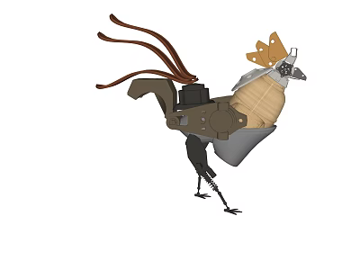 Unique Rooster Shaped Decorative Ornament Set With Mixed Materials For Home Decor 3d model