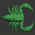 Detailed Green Scorpion Model Isolated on Black Background with Glossy Surface