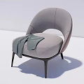 Modern Minimalist Light Gray Single Sofa With Curved Backrest And Thin Black Legs