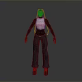 Woman with Red Braids Wearing Silver Top Black Long Sleeves Dark Pants Brown Shoes