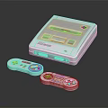 Retro Gaming Entertainment Console With White Body Dual Controllers Colored Buttons