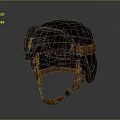 Black Textured Helmet With Red Straps And Protective Goggles 3d model