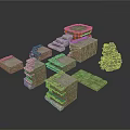 Various Shaped Stone Blocks Steps And Stacks For Construction Decoration 3d model