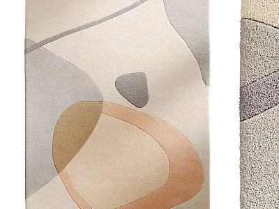 Modern Square Rug With Beige Background Gray Brown Orange Abstract Geometric Patterns And Soft Texture 3d model