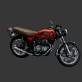 Red Vintage Motorcycle With Brown Seat And Silver Engine Design 3d model