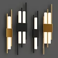 Modern Wall Lamps Featuring Black And Gold Finish With Sleek Lines And Cylindrical Shades