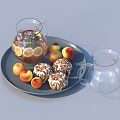 Fruit Bread Dessert Glass 3d model