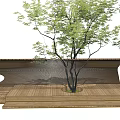 Modern Corridor Shelf Wooden Corridor Tree Pool 3d model