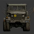 Vintage Military Utility Vehicle With Camouflage Paint And Six Wheel Drive Design