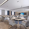 School Modern Learning Space With Desks Chairs And Bright Lighting 3d model