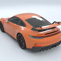 Orange Sports Car With Rear Spoiler Black Wheels And Sporty Design