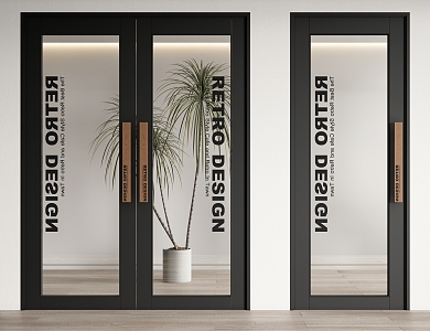 Modern glass double door swing door single door 3d model