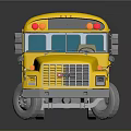 Yellow School Bus With Green Windows Multiple Panels And Shiny Exterior