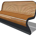 Modern Outdoor Wooden Landscape Seat with Slatted Design and Black Base