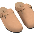 Beige Suede Clogs With Adjustable Buckle Straps For Comfortable Casual Footwear